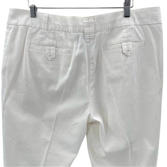 Christine Alexander Cotton Signature White Silver Embellishment Crop Pants 12 - Picture 6 of 11